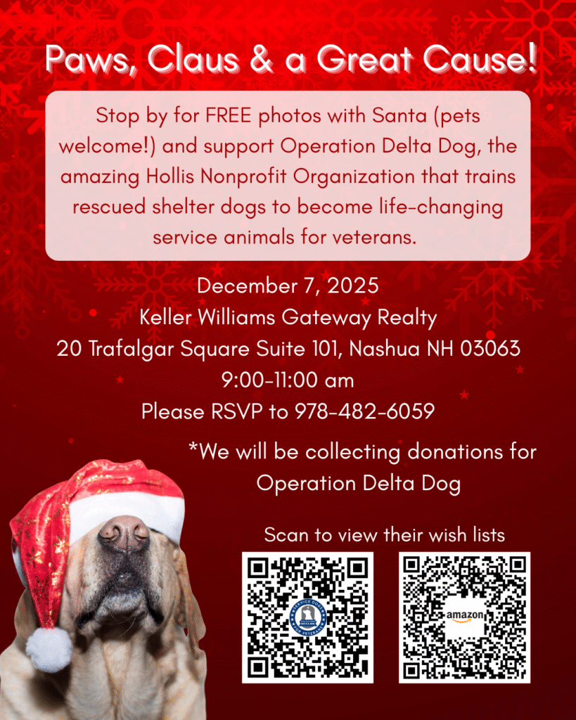 Paws, Claus & a Great Cause: Free photos with Santa in Nashua to support  Operation Delta Dog (pets welcome) » Nashua Ink Link